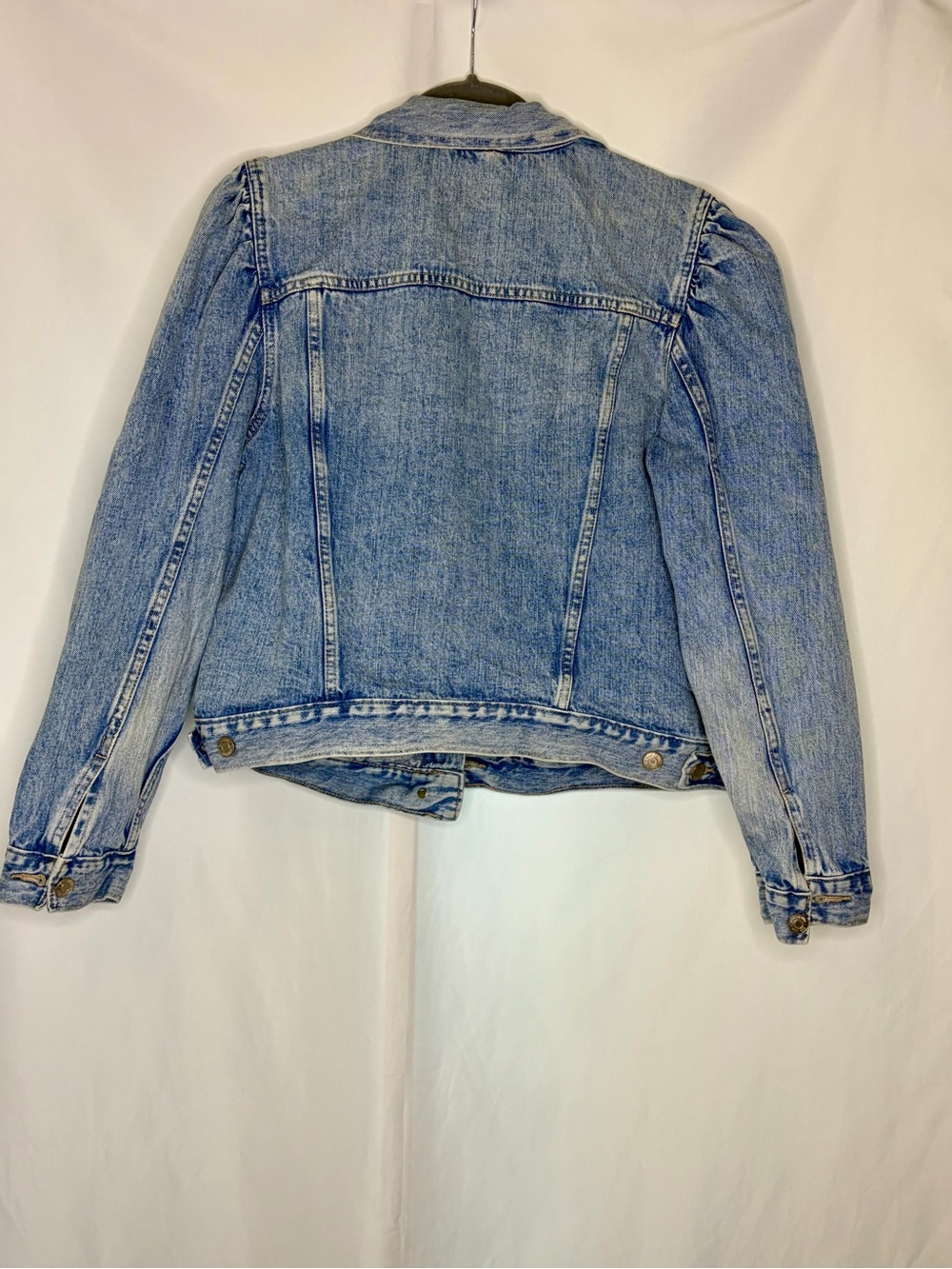 Gap Puff Sleeve Denim Jacket XL Medium Wash Statement Sleeve - Picture 4 of 11